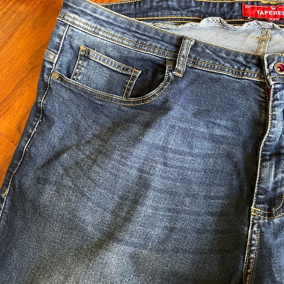 Tapered Blue Straight Leg Jeans with Classic Indigo Wash 44S - Picture 2 of 11